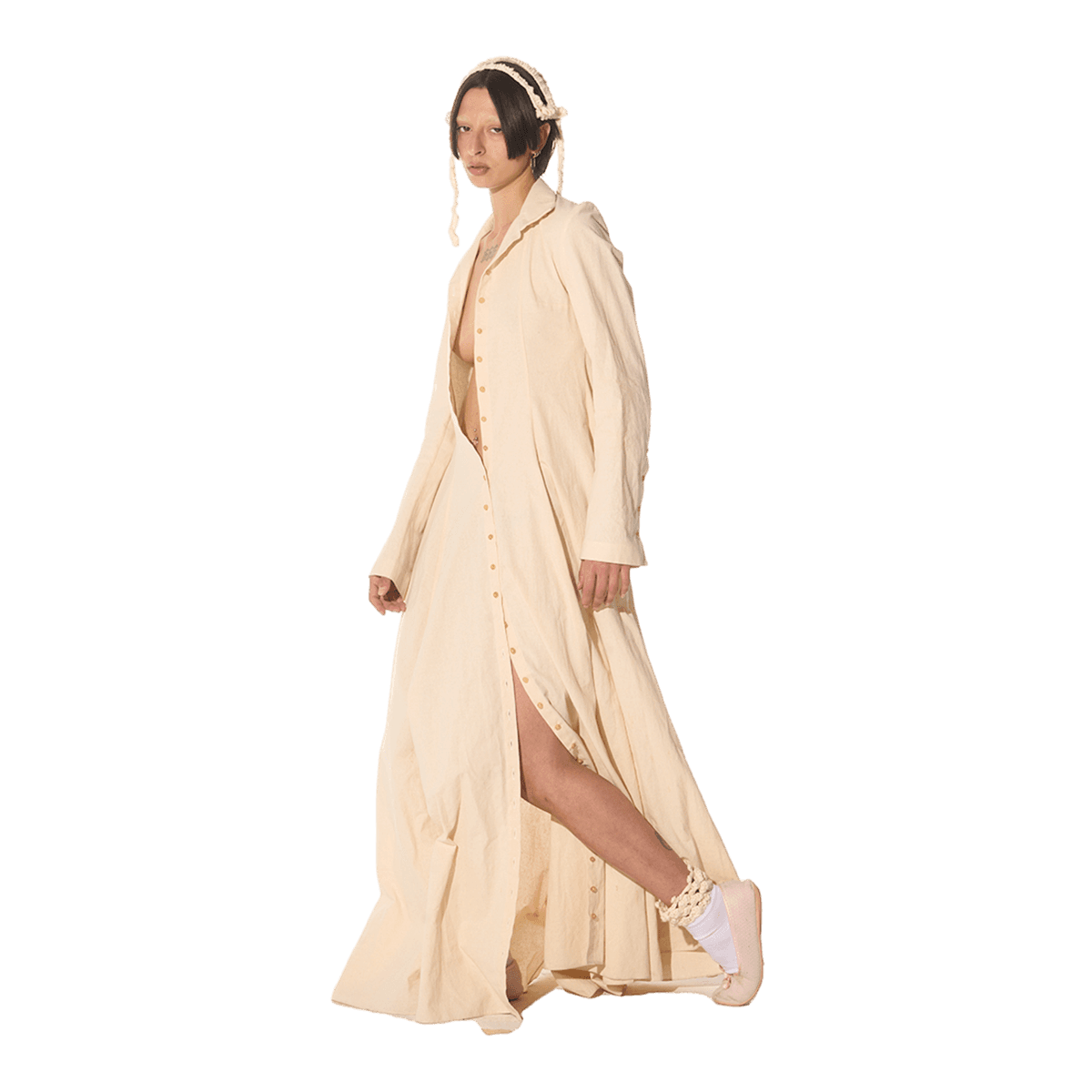 Button Cream Jacket Dress, view 2